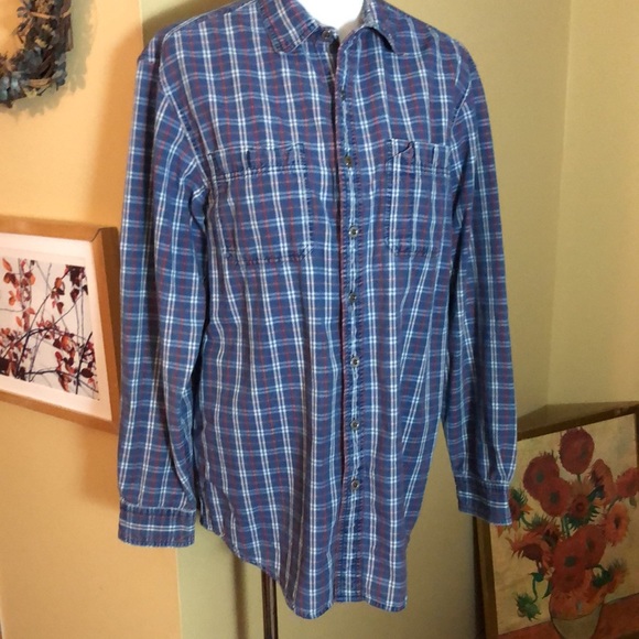 LL BEAN size Medium TALL Plaid 100% Cotton Silver metal logo Buttondown $78 NEW - Picture 3 of 16